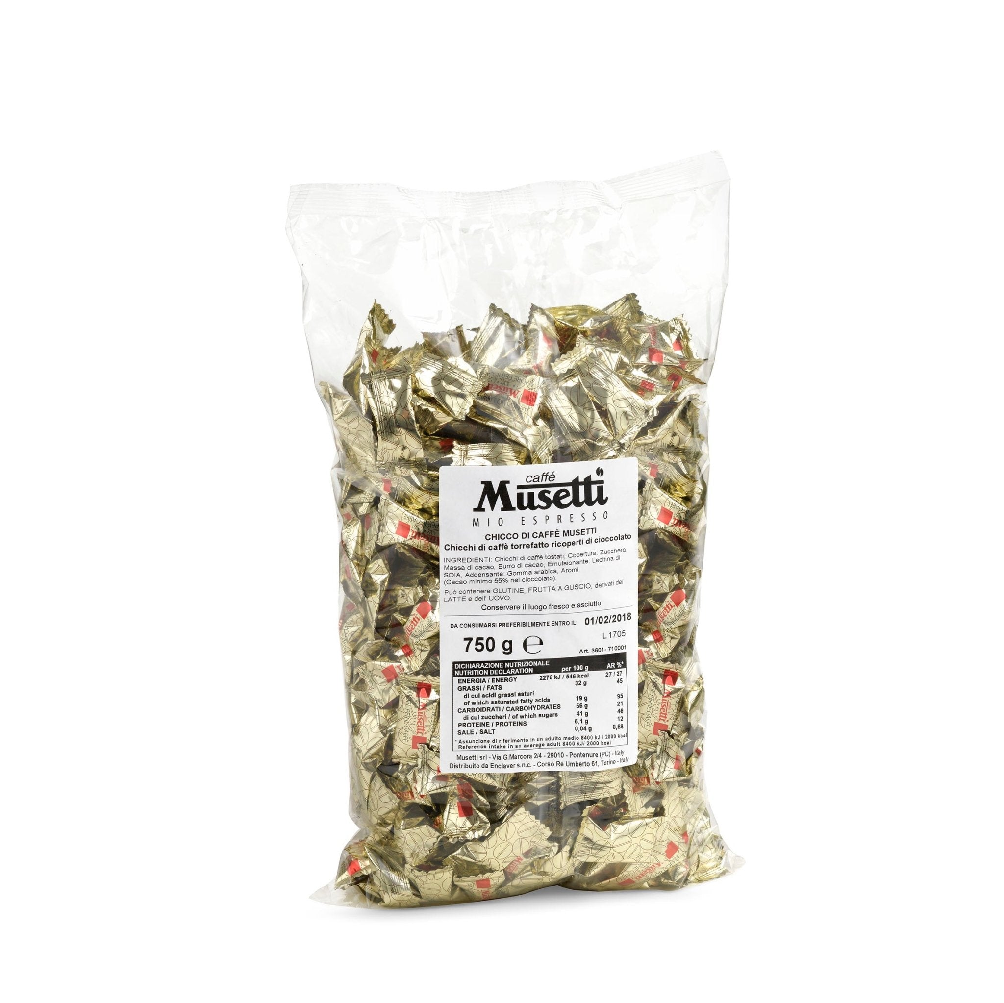 Chicco di caffè ricoperto di cioccolato Musetti - 750gr - Musetti shop