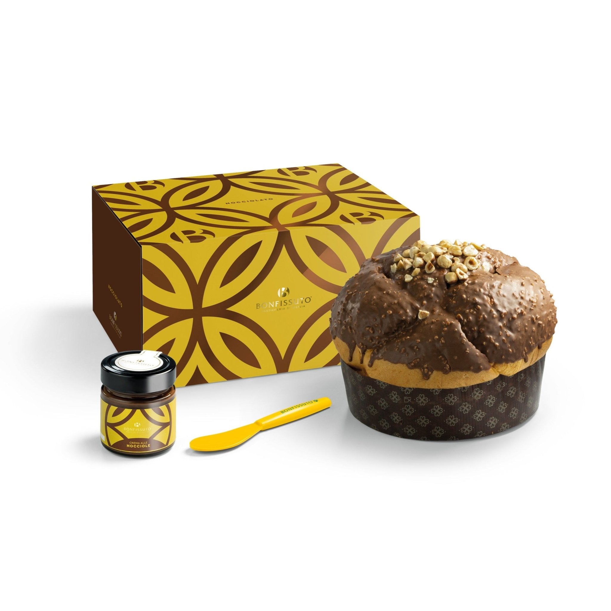 Panettone Nocciolato Bonfissuto, 1kg – con Copertura al Cioccolato e Crema di Nocciole - Musetti shop