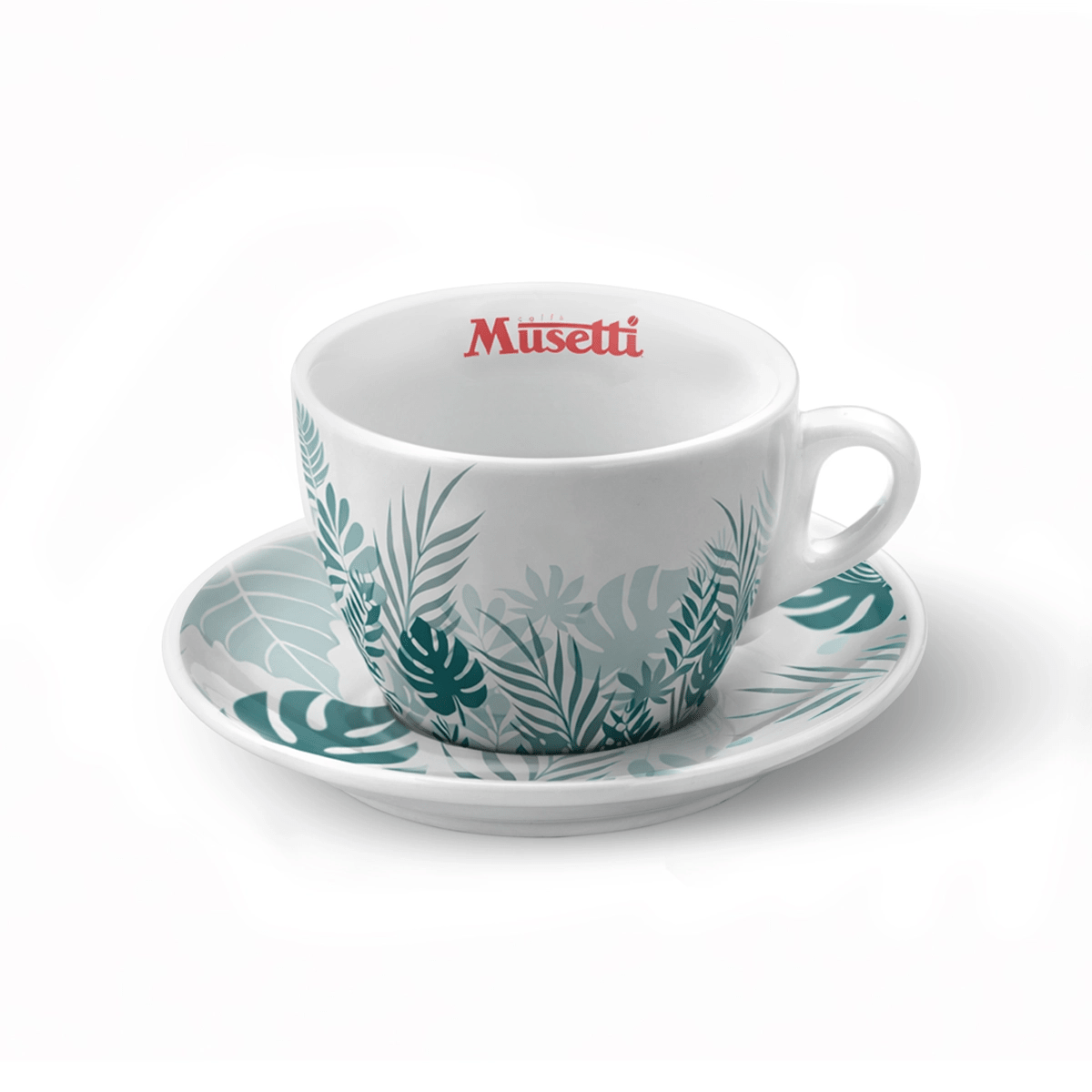 Set of 6 Musetti Cappuccino Cups with Saucers - Rainforest Set of 6 Musetti Cappuccino Cups with Saucers - Rainforest