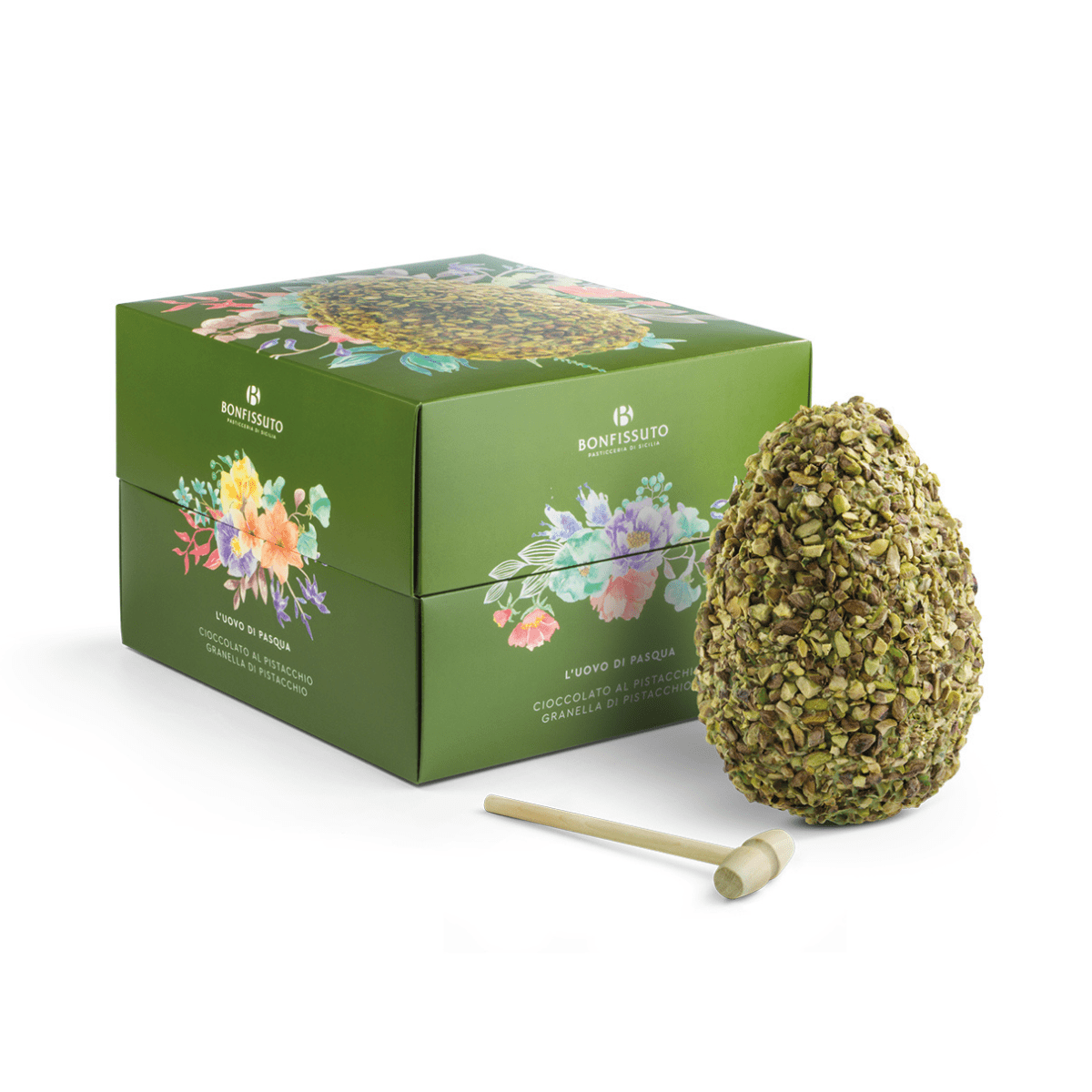 Uovo di Pasqua al Pistacchio Bonfissuto, 500 g - Con Cioccolato Bianco e Granella di Pistacchio - Musetti shop