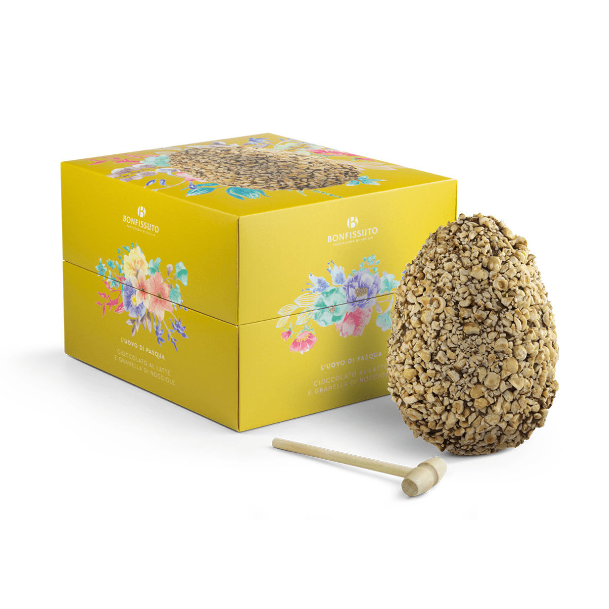 Uovo di Pasqua alle Nocciole Bonfissuto, 500 g - Con Cioccolato al Latte e Granella di Nocciole - Musetti shop