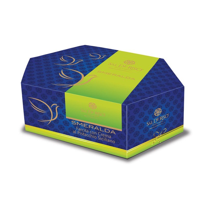 Colomba Smeraldo Sal De Riso, 1kg - con Crema al Pistacchio Siciliano e Granella di Pistacchio - Musetti shop