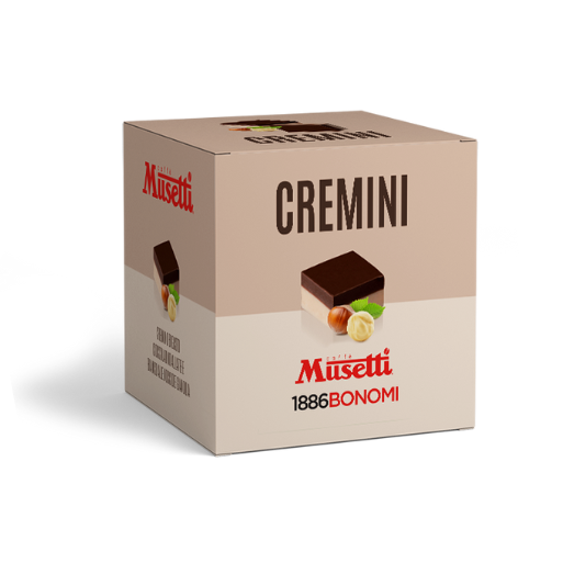 Cremini Musetti, boîte de 100 – Chocolats au lait et blancs aux noisettes Gianduia