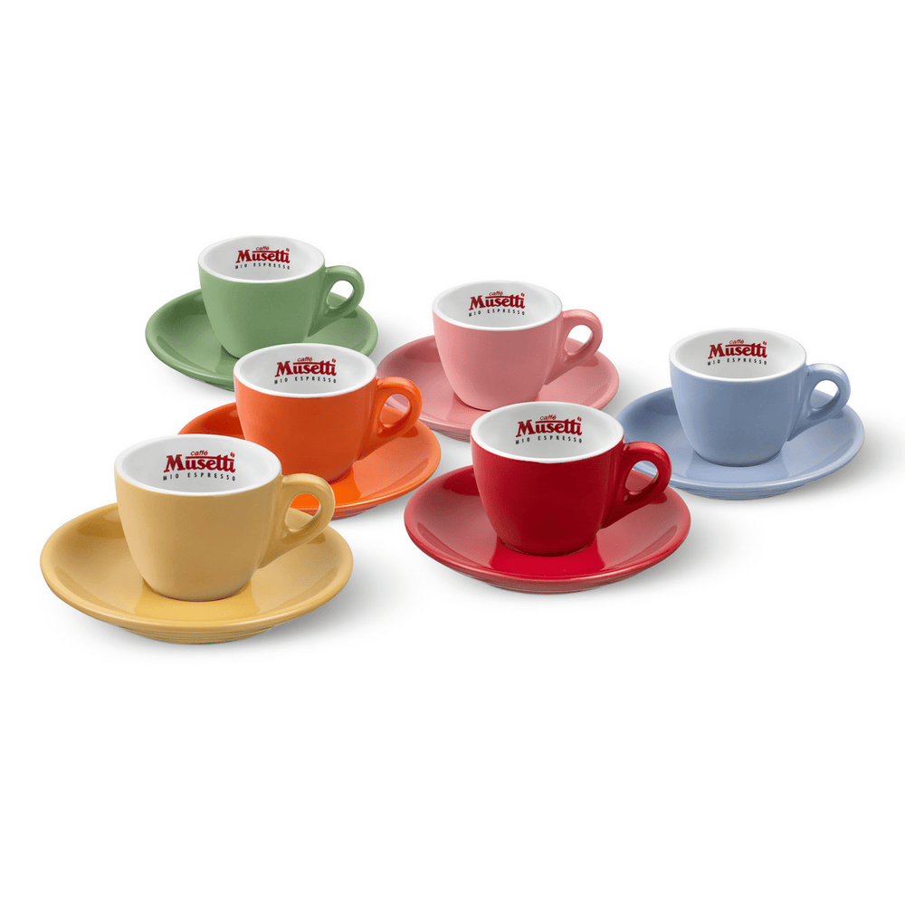 6 tazze caffè colorate con logo Musetti - Musetti shop
