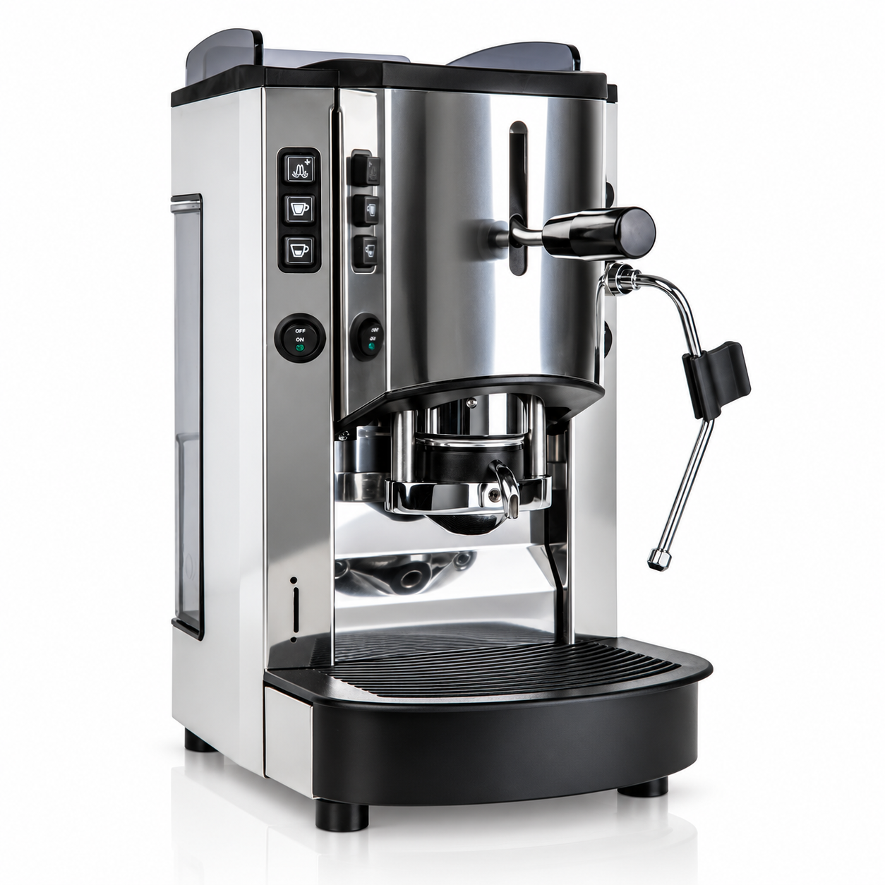 Pinocchio Inox - Macchina da caffè in cialde con Cappuccinatore a vapore Spinel + 18 cialde di caffè Musetti OMAGGIO