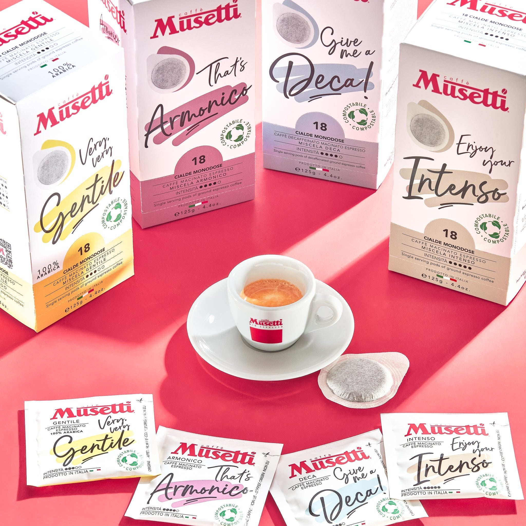 Kit Assaggio Cialde di caffè compostabili Musetti - 4 Miscele da 18 Cialde - Musetti shop