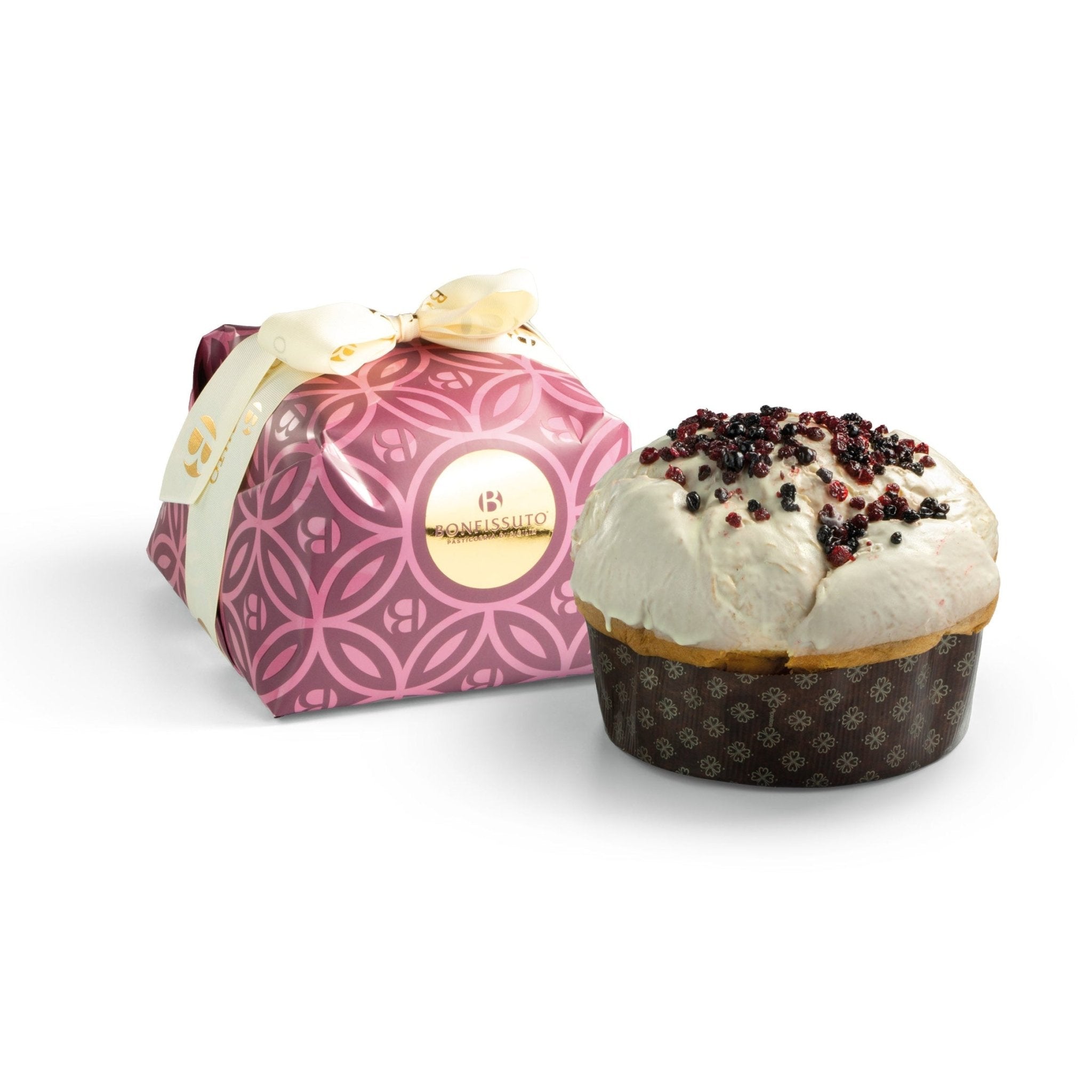 Panettone ai Frutti di Bosco Bonfissuto, 1kg – con Mirtilli, Fragoline e Glassa al Cioccolato Bianco - Musetti shop