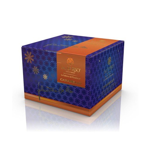 Panettone Caramello Sal De Riso, 1kg - con Gocce di Caramello, Glassa al Mou e Arachidi Pralinate - Musetti shop