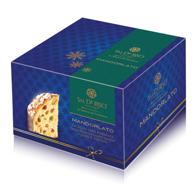 Panettone Classico Mandorlato Sal De Riso 1kg - Con Uvetta , Arancia e Cedro Candito, Glassa di Mandorle - Musetti shop