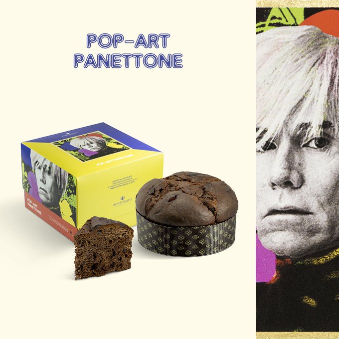 Panettone Pop Art Andy Warhol Bonfissuto, 1kg - con Cioccolato di Modica IGP, Canditi d’Arancia e Bagna al Rum - Musetti shop