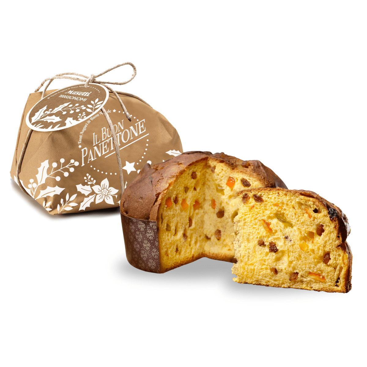 Panettone Tradizionale Musetti, 750g - Lievitazione Naturale con Uvetta e Scorze d’Arancia Candite - Musetti shop