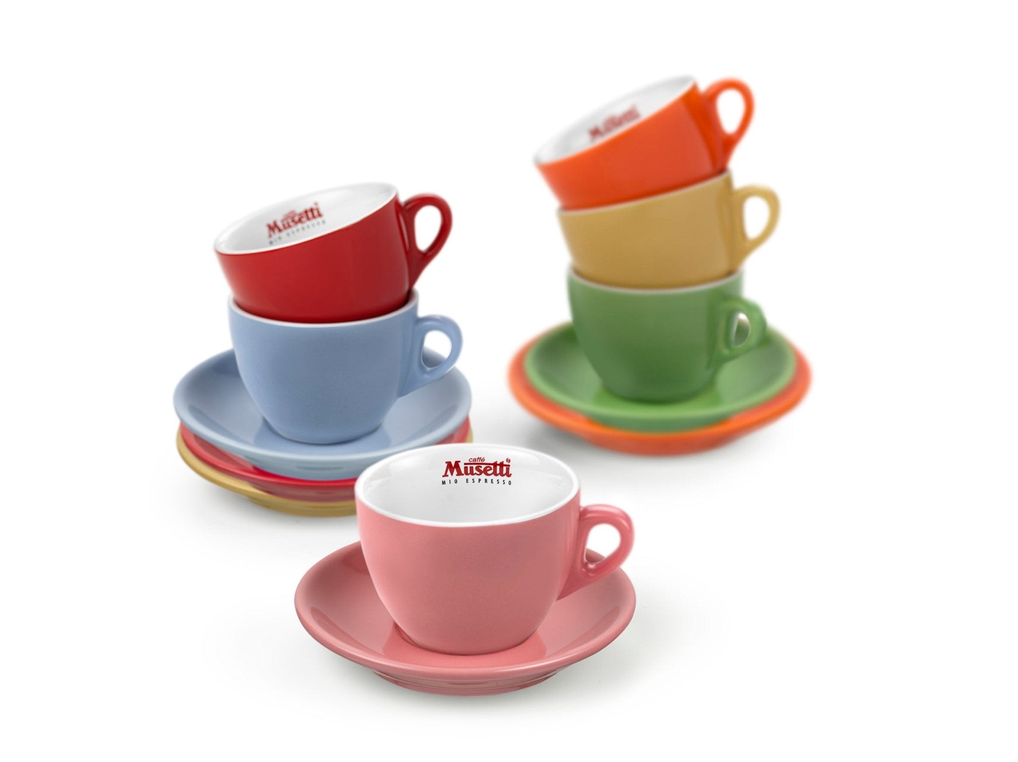 Set di 6 tazze da cappuccino Musetti con piattini - Rainbow - Musetti shop