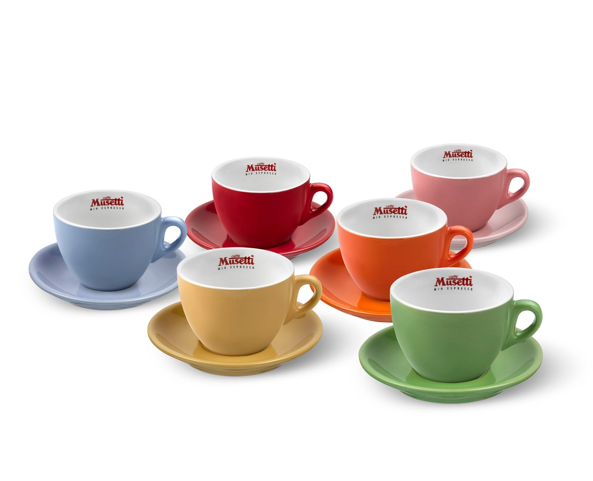 Set di 6 tazze da cappuccino Musetti con piattini - Rainbow - Musetti shop