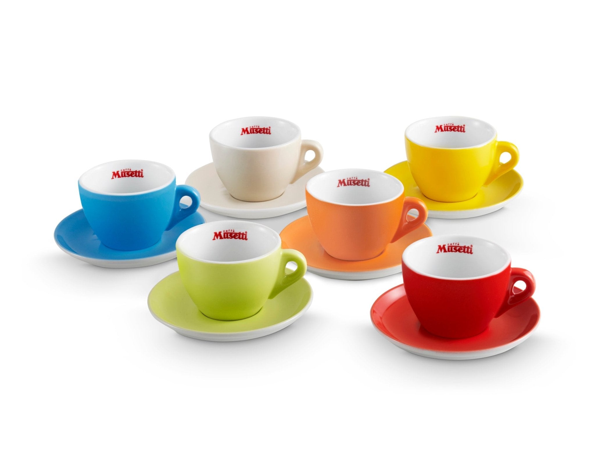 Set di 6 tazze da cappuccino Musetti con piattini - Rainbow - Musetti shop