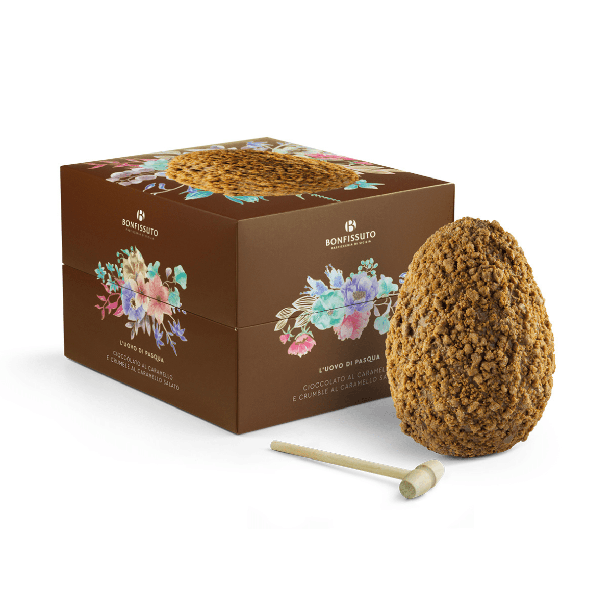 Uovo di Pasqua al Caramello Salato Bonfissuto, 500 g - Con Cioccolato al Caramello e Crumble al Caramello Salato - Musetti shop