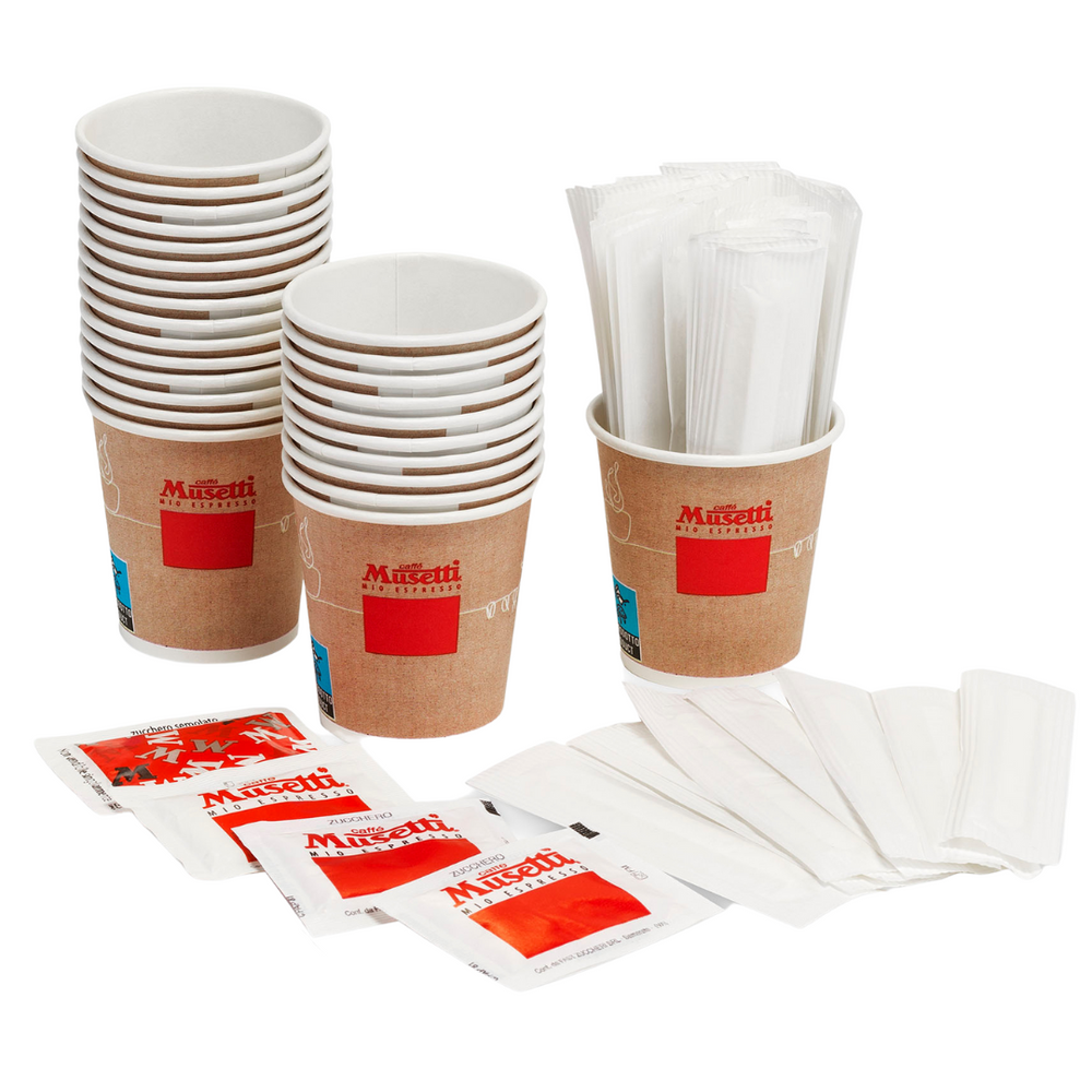 Kit 150 petits verres, sucre, cuillères Musetti